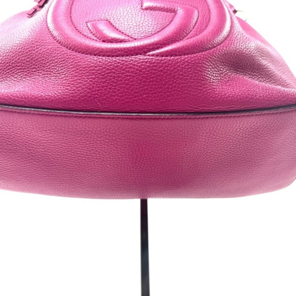 GUCCI Fuchsia Leather Soho w/tassel.Long strap and short strap/ 3 way bag. - Picture 10 of 14